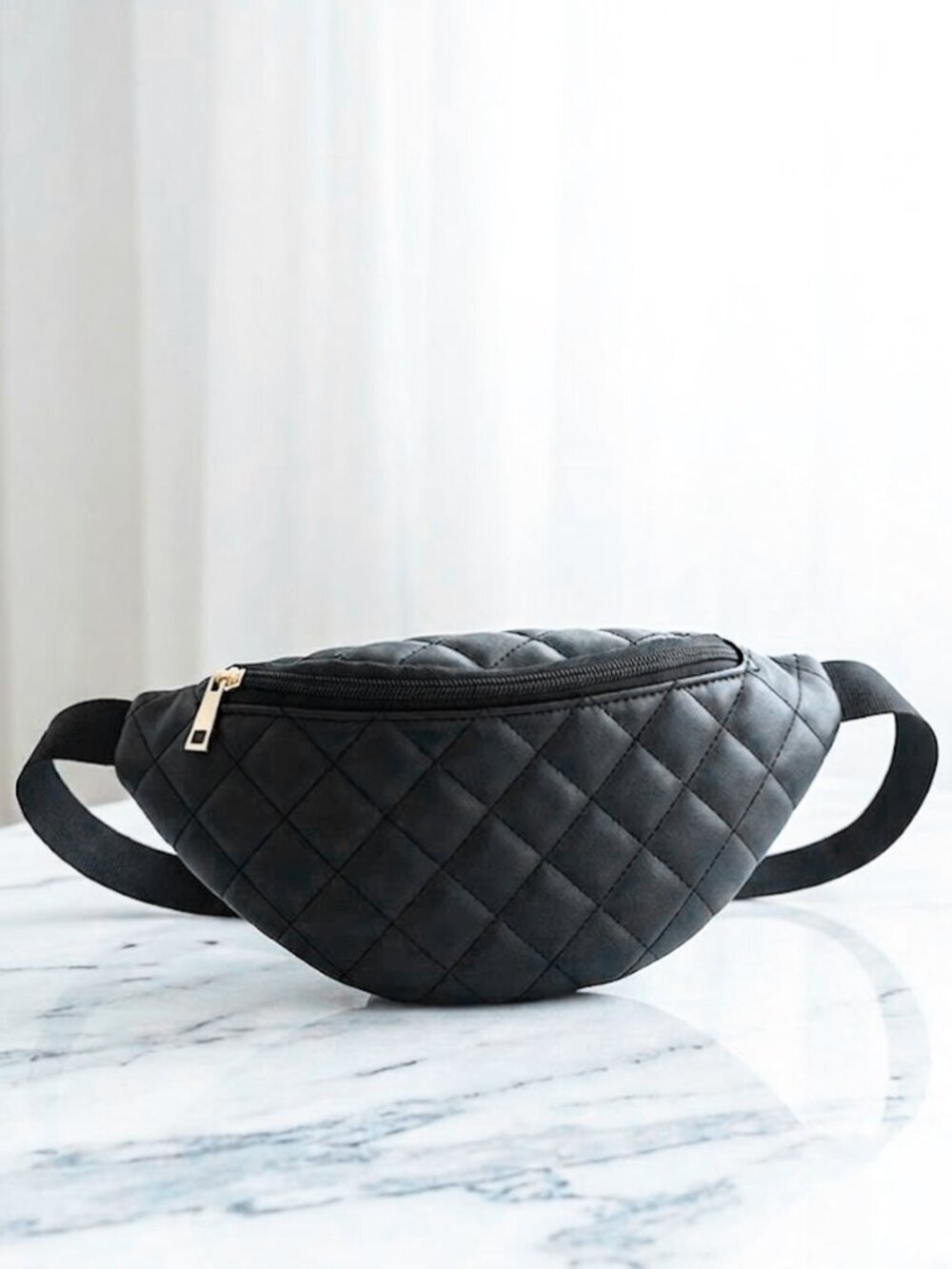 Ladies Black Fanny Pack - Diamond